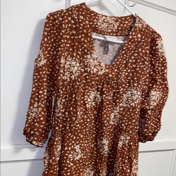 Knox Rose XS Loft Brown White Patterned Blouse - Picture 13 of 14